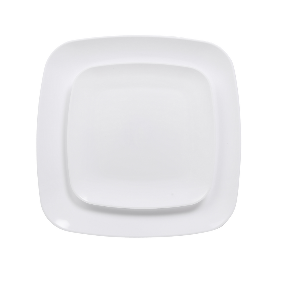 White Beveled Square Plates