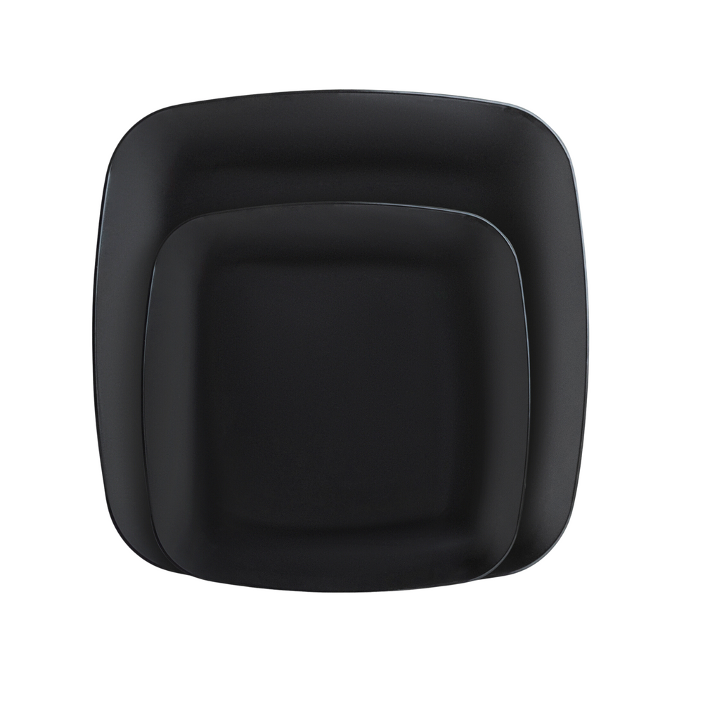 Black Beveled Square Dinner Plates