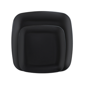 Black Beveled Square Dinner Plates