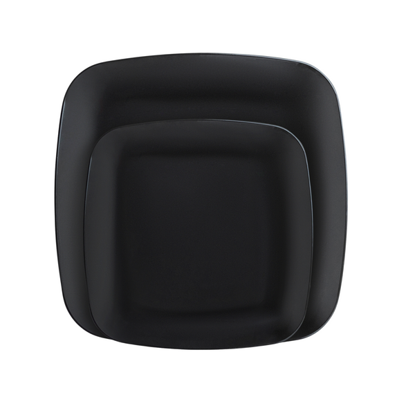 Black Beveled Square Dinner Plates