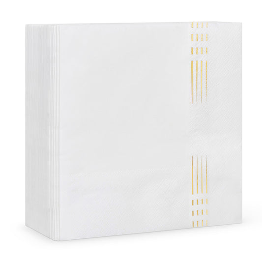 White & Gold Dashed Napkin