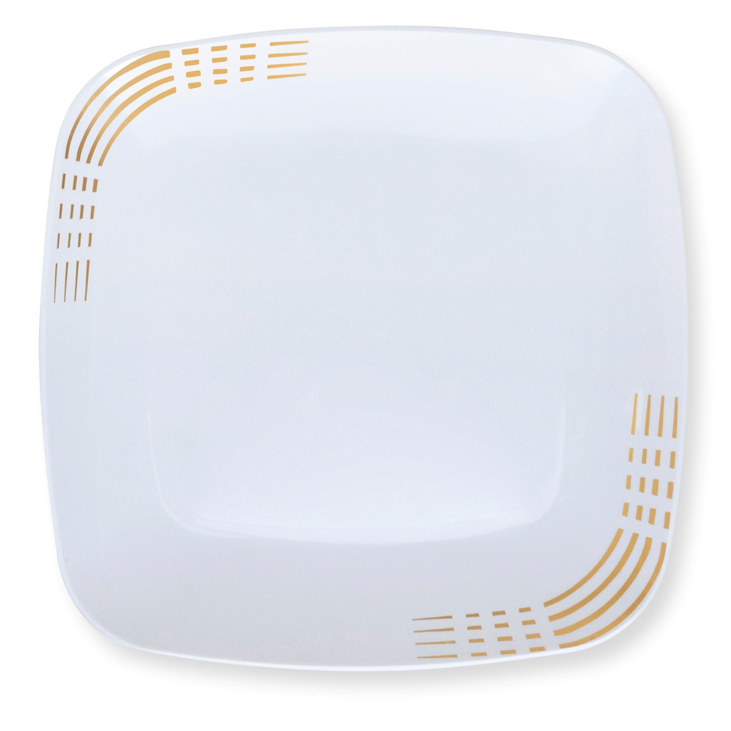 Dashed White & Gold Dinner Plates - Bulk