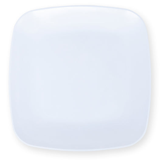 White Beveled Square Dinner Plates - Bulk