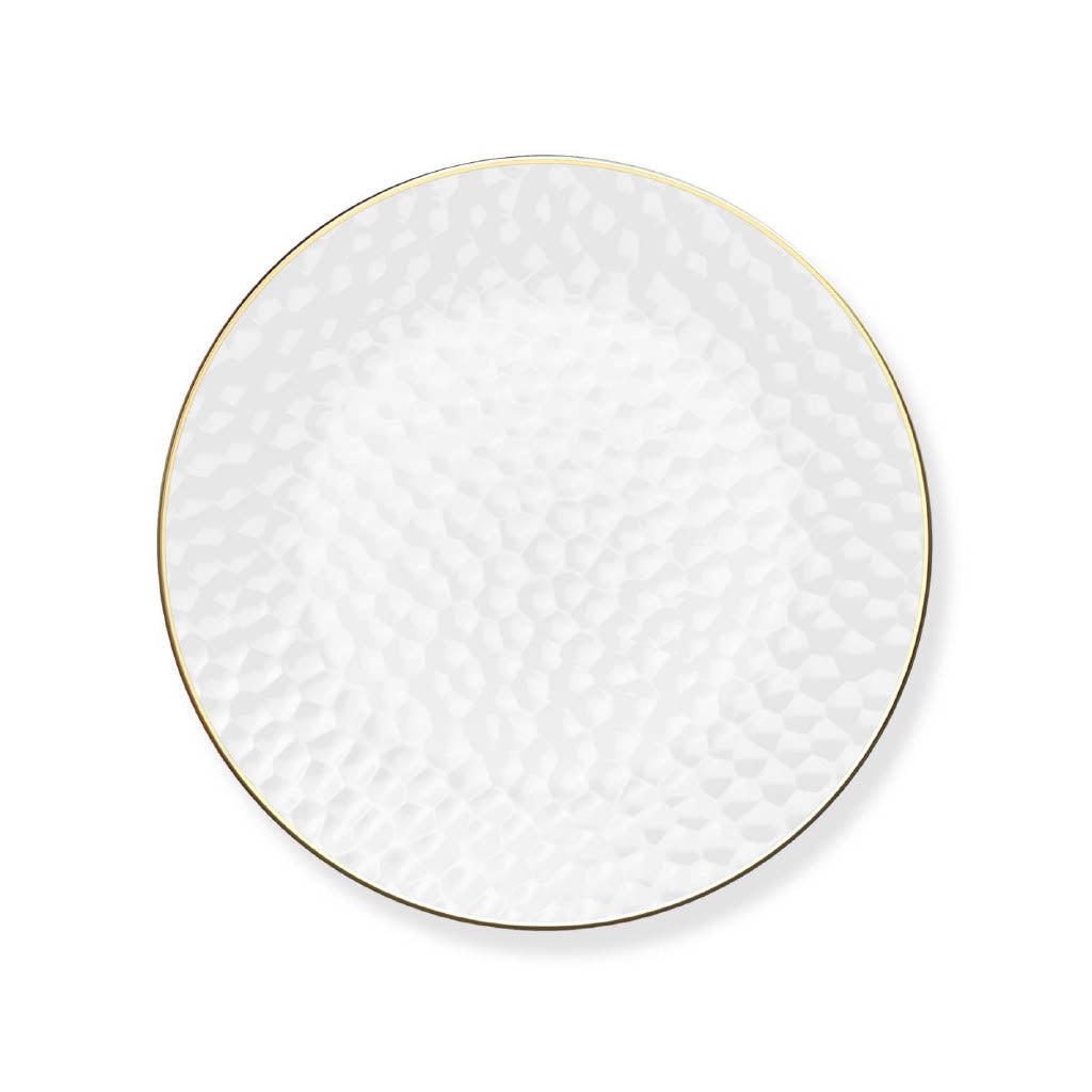 Clear & Gold Rim Hammered Large Dinner Plates