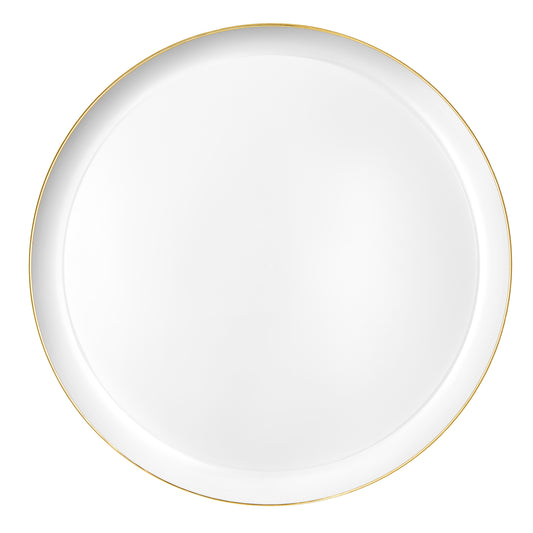 White and Gold Contour Dinner Plates