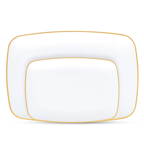 Gilded Pearl Oblong Plates