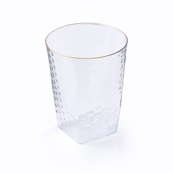 Clear Hammered Square Cups with Gold Rim