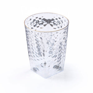 Clear Hammered Square Cups with Gold Rim