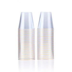 Clear Shot Cups with Gold Rim