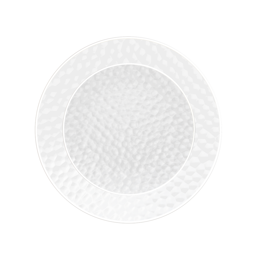 Clear & White Rim Hammered Dinner Plates