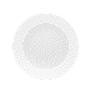 Clear & White Rim Hammered Dinner Plates