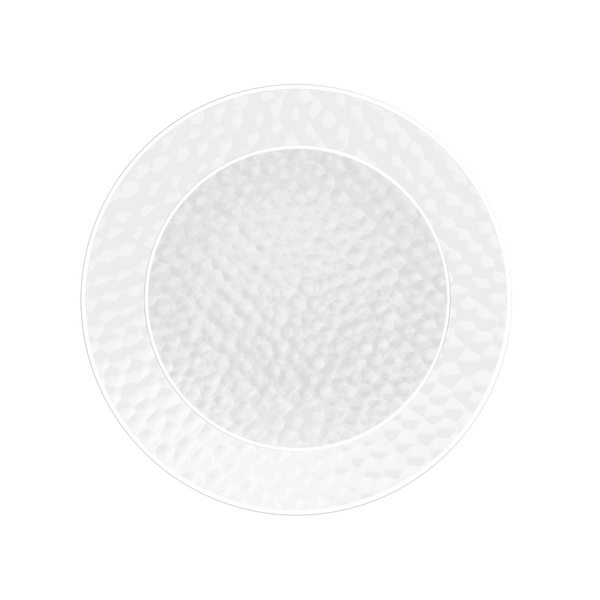 Clear & White Rim Hammered Dinner Plates