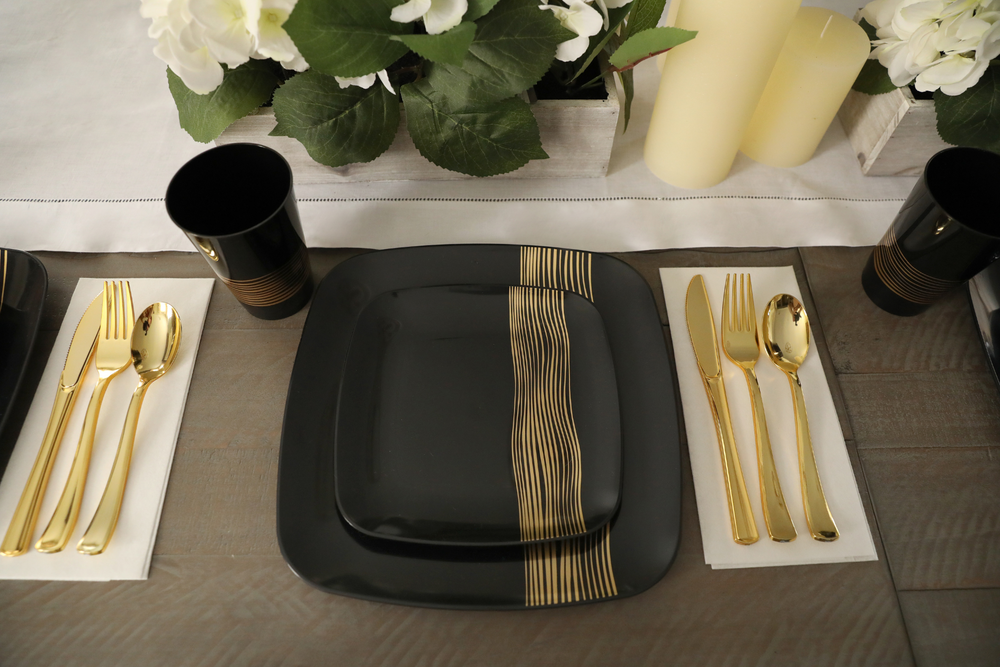 Gold & Black Wavelet Plates