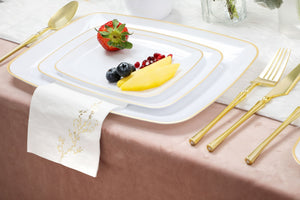 Gilded Pearl Oblong Plates