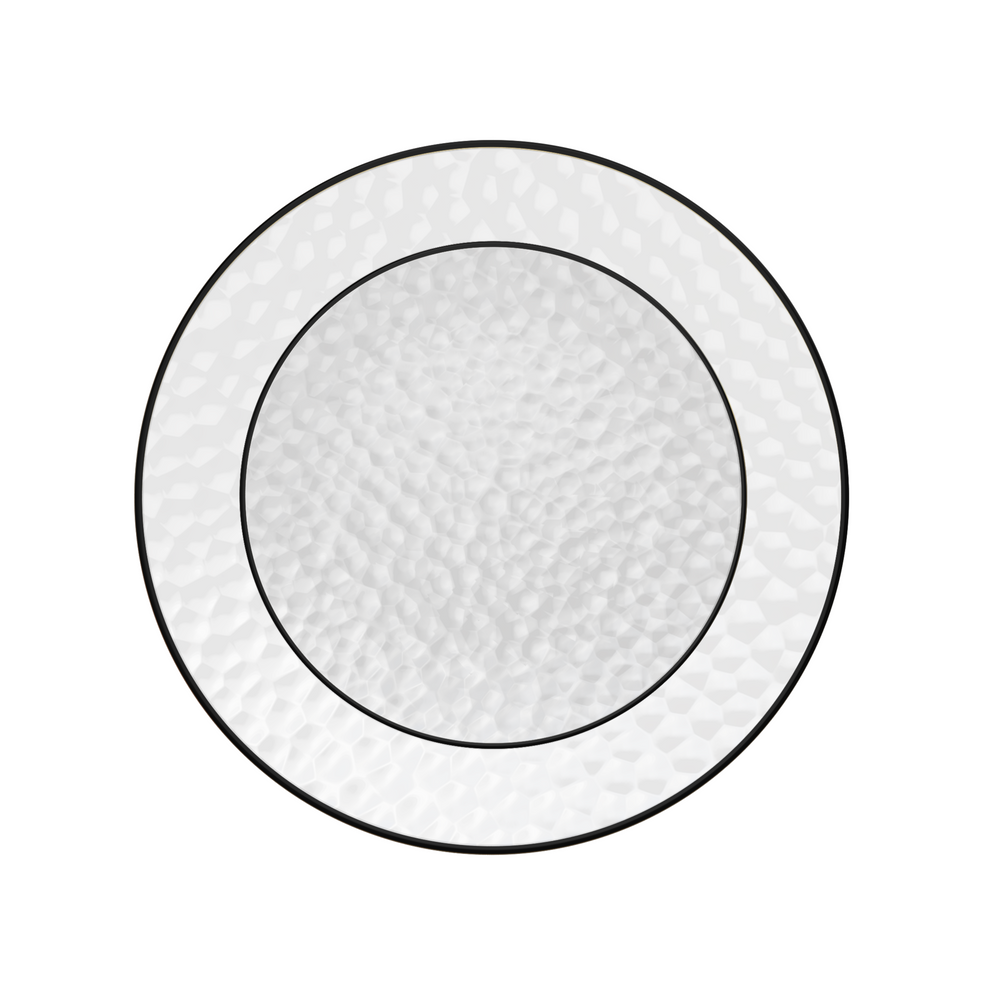 Clear & Black Rim Hammered Dinner Plates