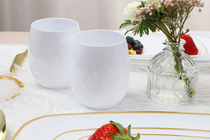 White & Gold Stemless Goblets