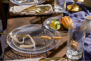 Clear & White Rim Hammered Plates
