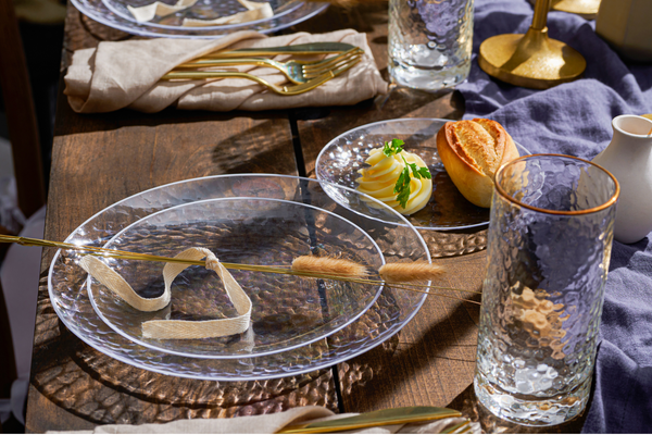 Clear & White Rim Hammered Plates