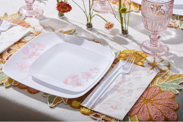Rose Gold & White Orchid Plates