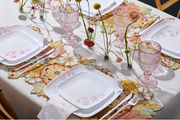 Rose Gold & White Orchid Plates