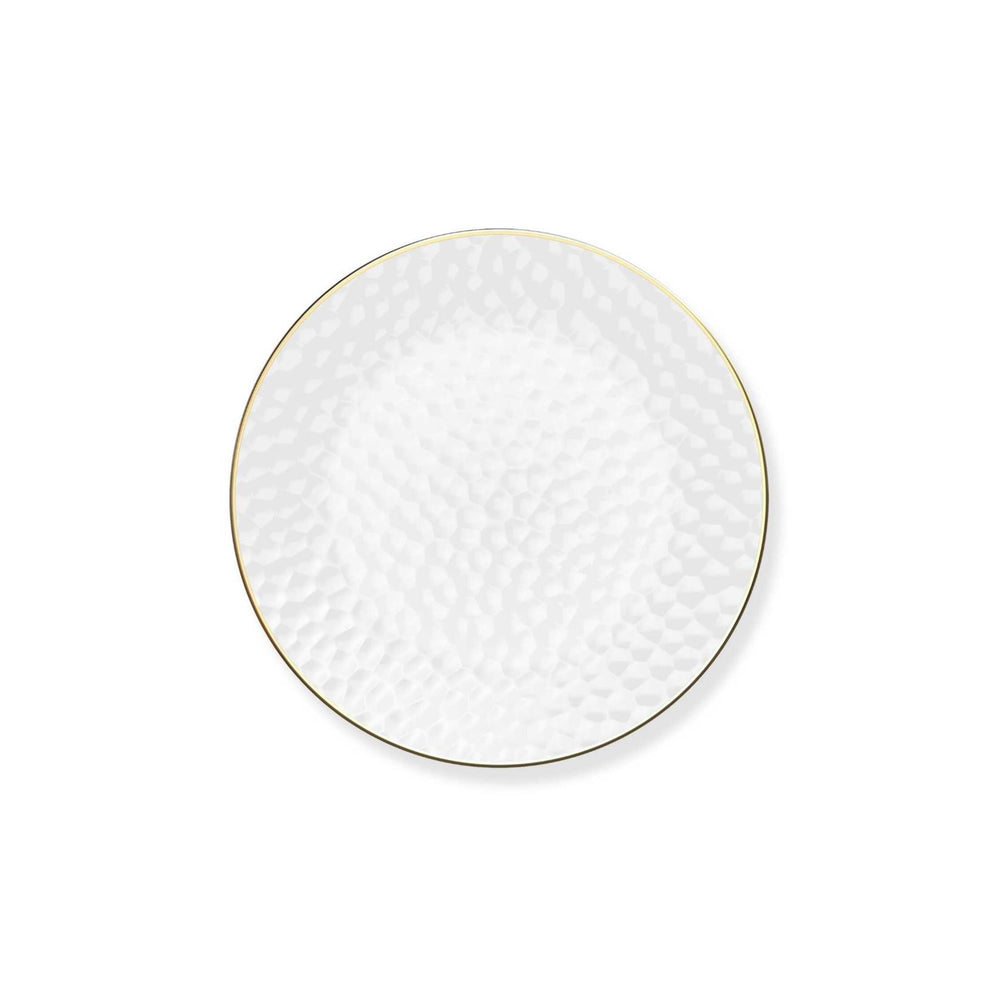 Clear & Gold Rim Hammered Large Dinner Plates