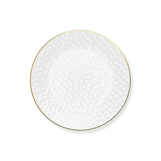 Clear & Gold Rim Hammered Dinner Plates