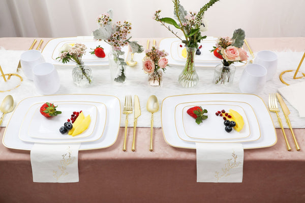 Gilded Pearl Oblong Plates