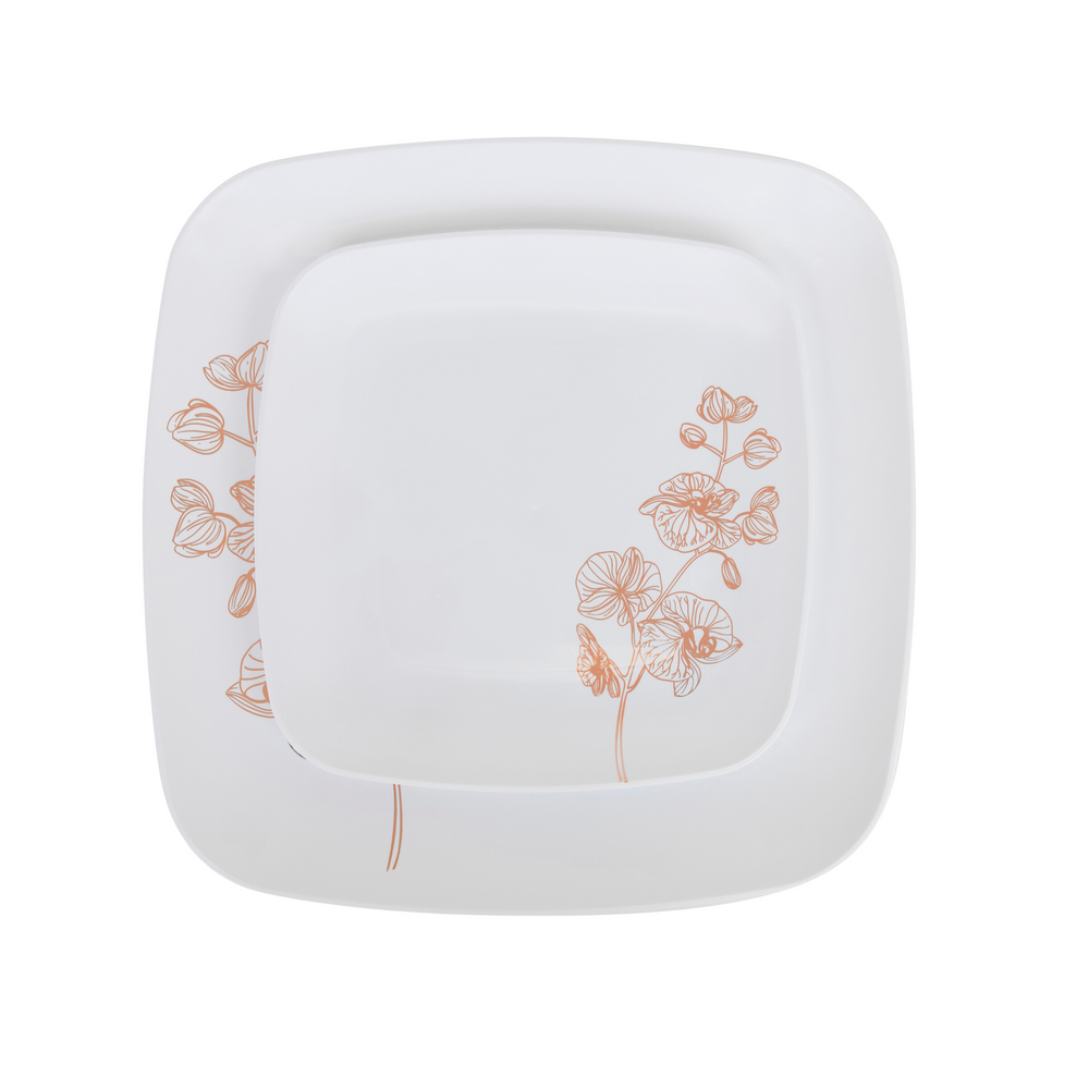Rose Gold & White Orchid Plates