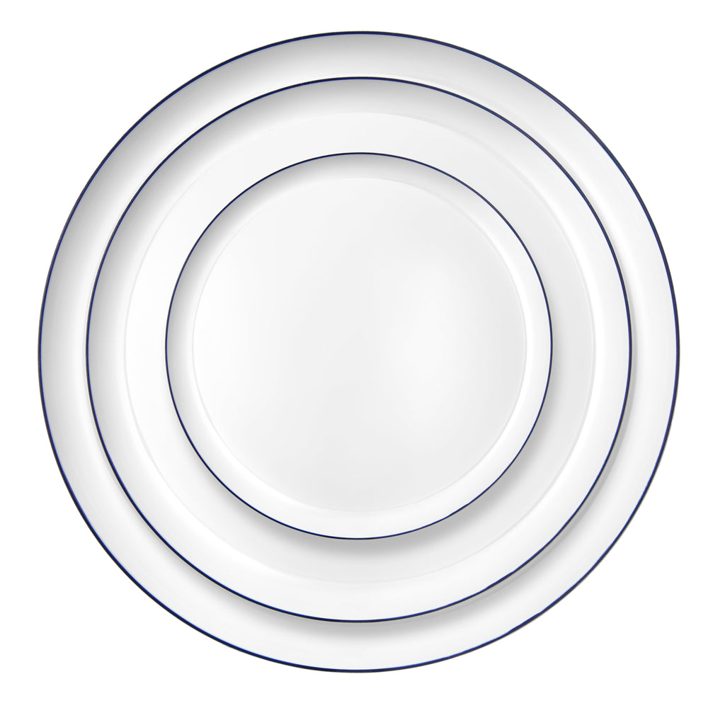 White and Blue Contour Dinner Plates