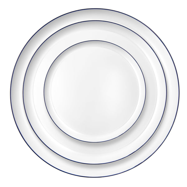 White and Blue Contour Dinner Plates