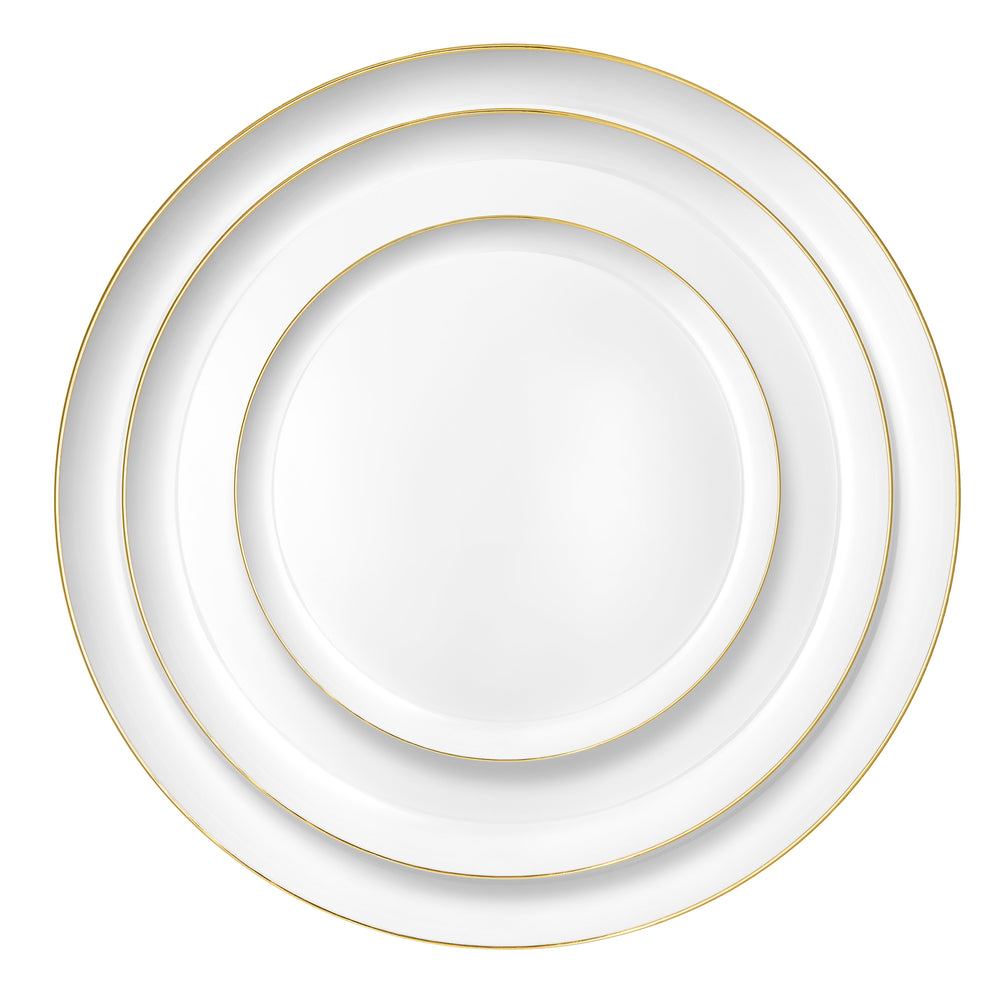 White and Gold Contour Dinner Plates