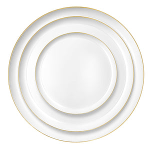 White and Gold Contour Dinner Plates