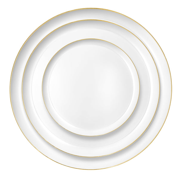 White and Gold Contour Dinner Plates