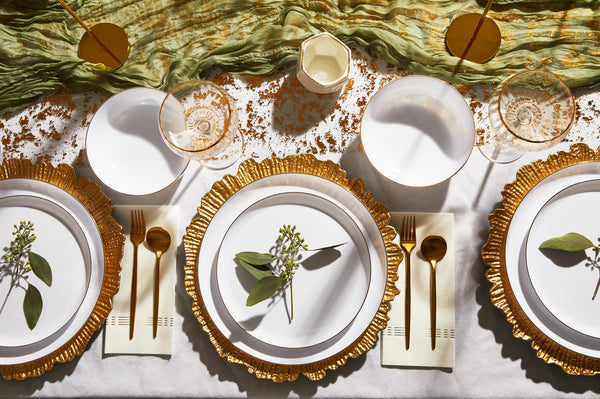White and Gold Contour Salad Plates (Large)