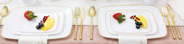 Gilded Pearl Oblong Plates