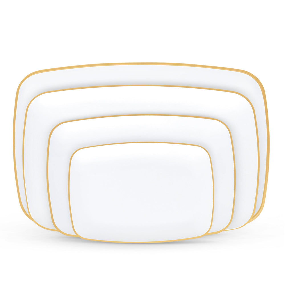 Gilded Pearl Oblong Plates