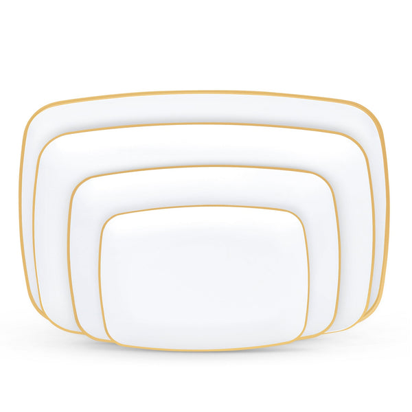 Gilded Pearl Oblong Plates