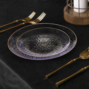 Clear & Gold Rim Hammered Charger Plates