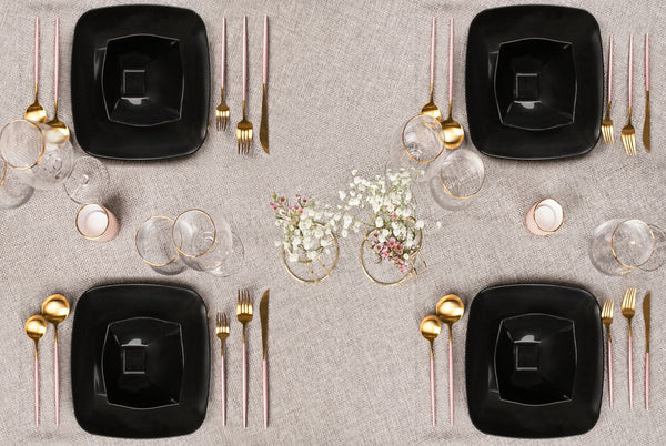 Black Beveled Square Plates