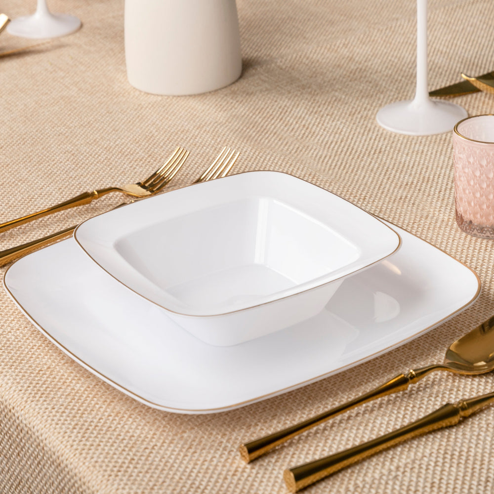 Gilded Pearl Square Large Soup Bowls