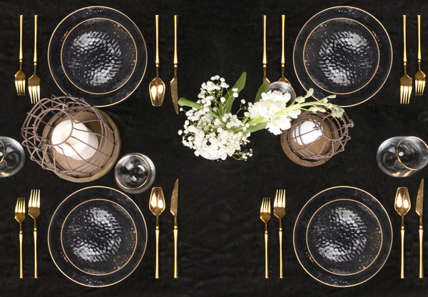 Clear & Gold Rim Hammered Plates