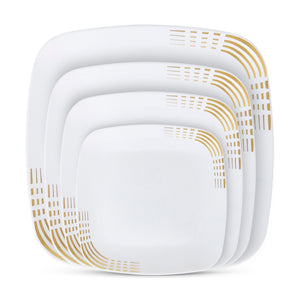 Dashed White & Gold Plates