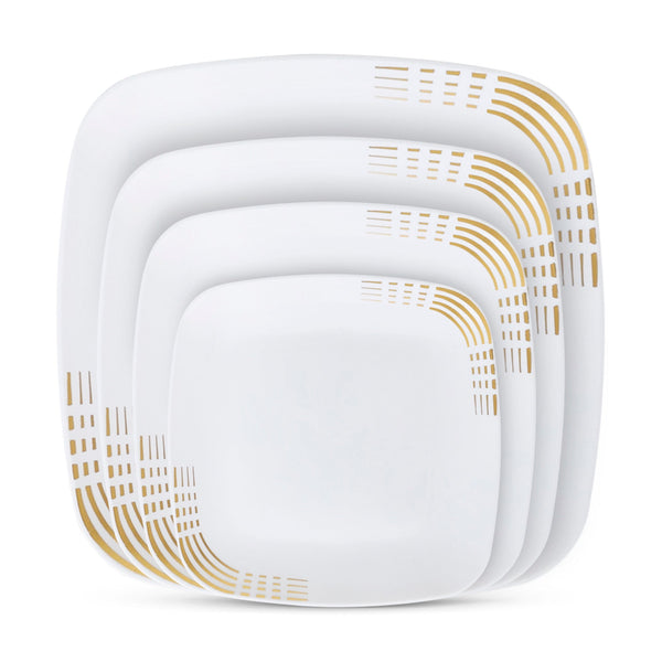 Dashed White & Gold Plates
