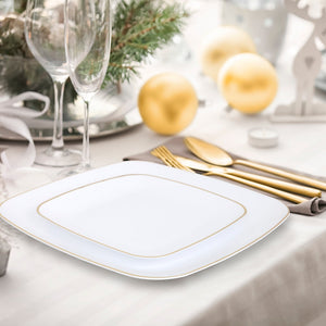Gilded Pearl Square Dinner Plates 10ct.