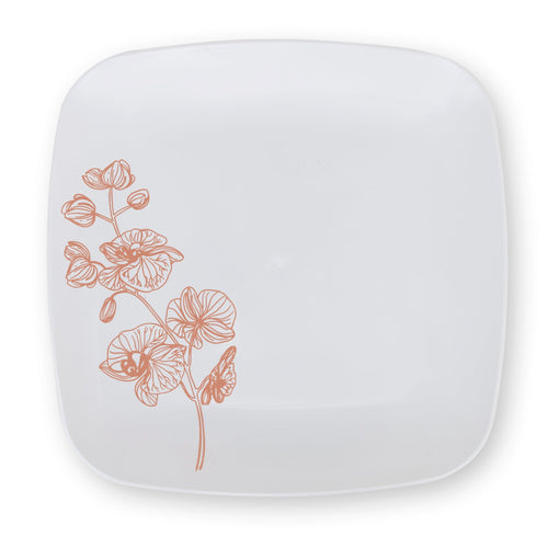 Rose Gold & White Orchid Plates
