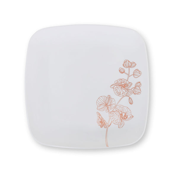 Rose Gold & White Orchid Plates