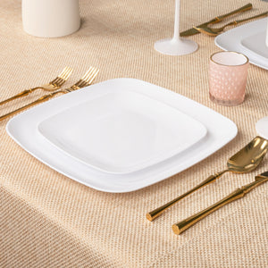 White Beveled Square Plates