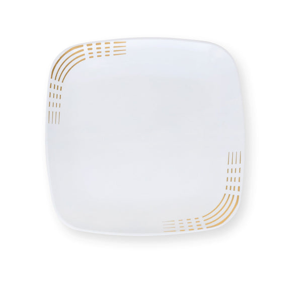 Dashed White & Gold Plates