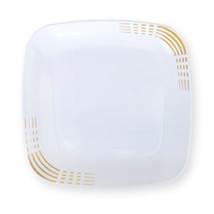 Dashed White & Gold Plates