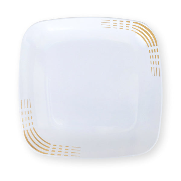 Dashed White & Gold Plates